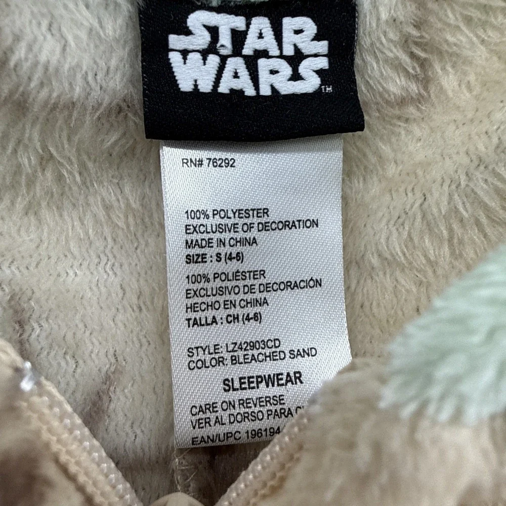 Disney Lucas Film Baby Yoda Pajamas Womens S 4-6 Fleece Costume One Piece PJs - Picture 7 of 10
